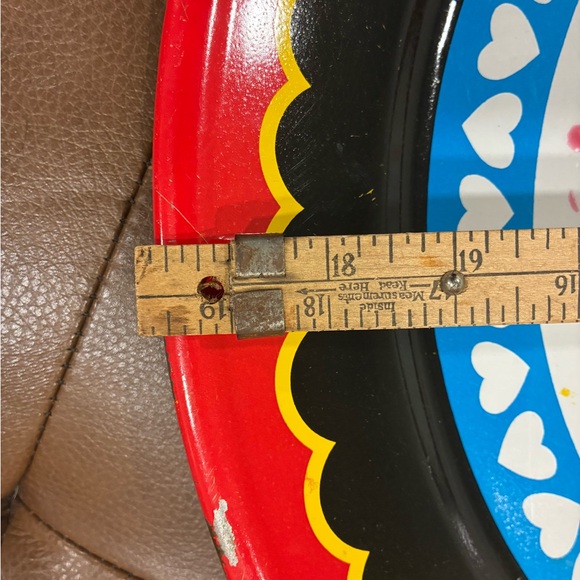 Vintage Dutch Serving Tray Pennsylvania Dutch 19" Platter Red Blue Hearts Tray - Picture 4 of 8